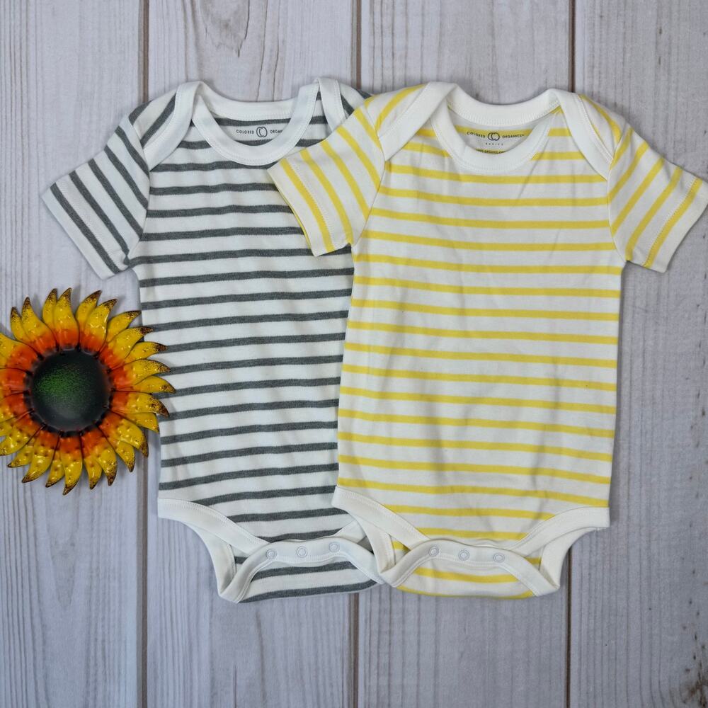 colored‎ organics short sleeve bodysuits 3-6M